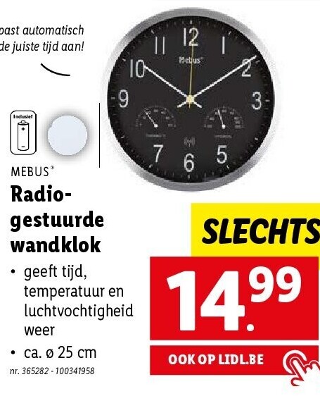 Radiogestuurde wandklok