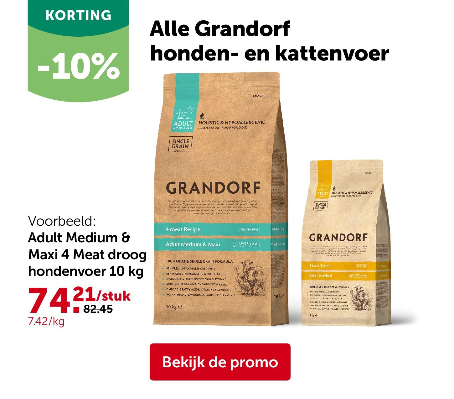 Adult Medium & Maxi 4 Meat droog hondenvoer 10 kg