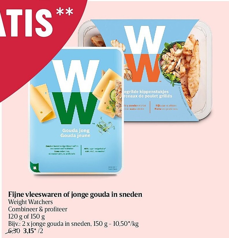 Fijne vleeswaren of jonge gouda in sneden