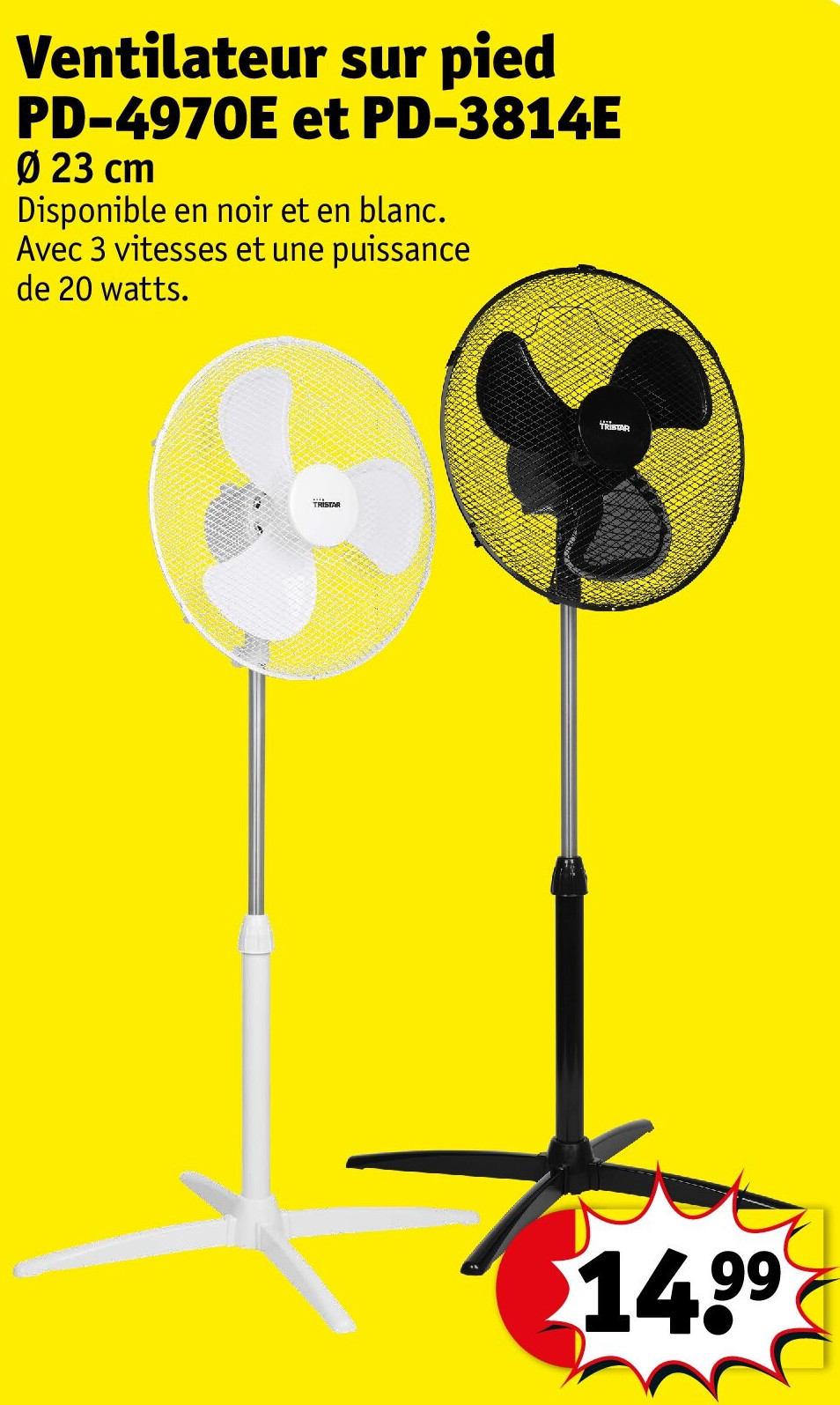 Ventilateur sur pied PD-4970E et PD-3814E Ø 23 cm