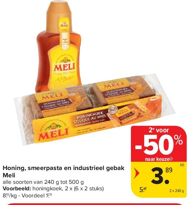 Honing, smeerpasta en industrieel gebak Meli
