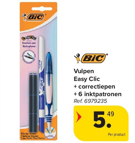 Vulpen Easy Clic + correctiepen + 6 inktpatronen