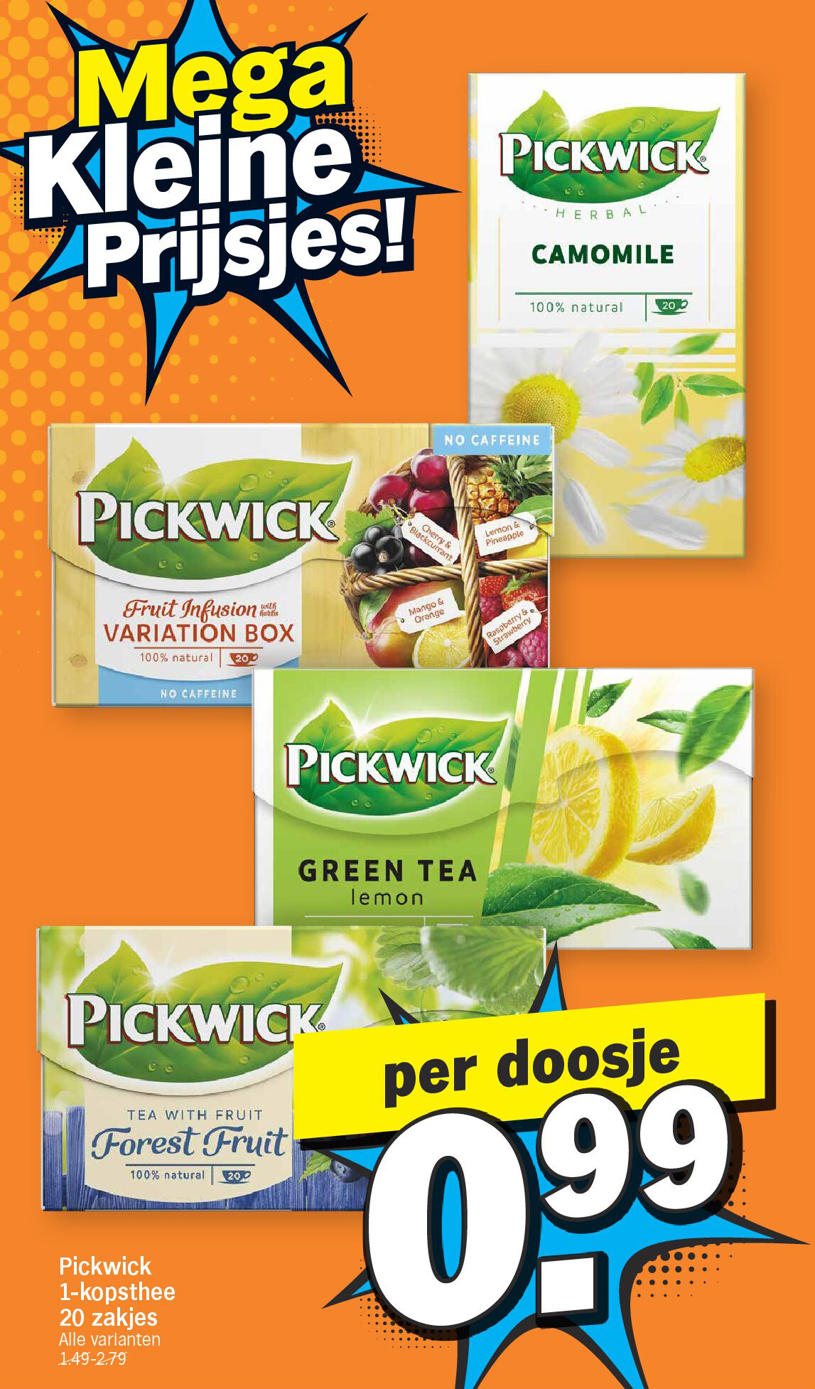 Pickwick 1-kopsthee 20 zakjes