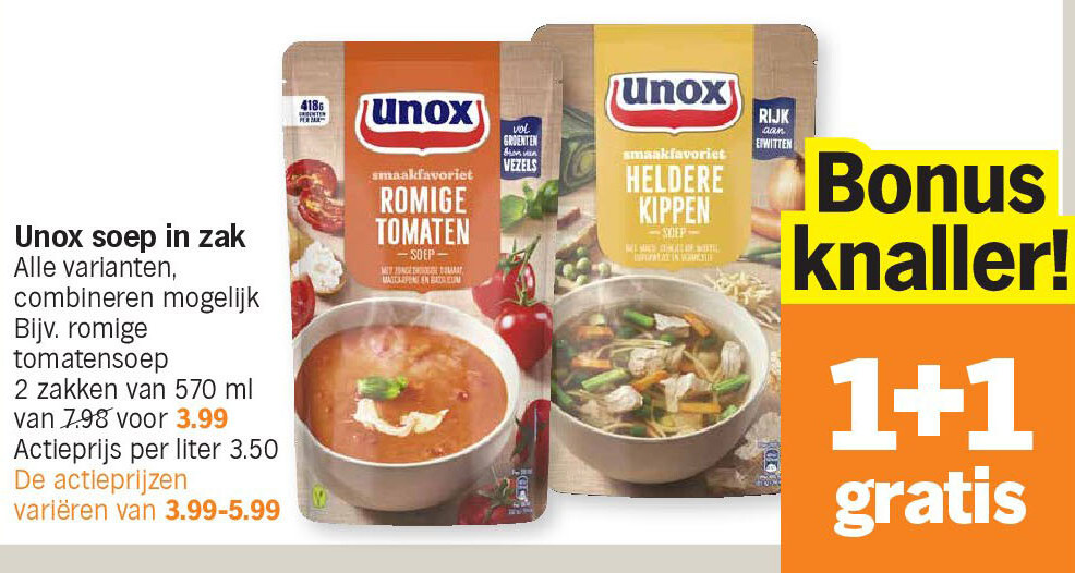 Unox soep in zak