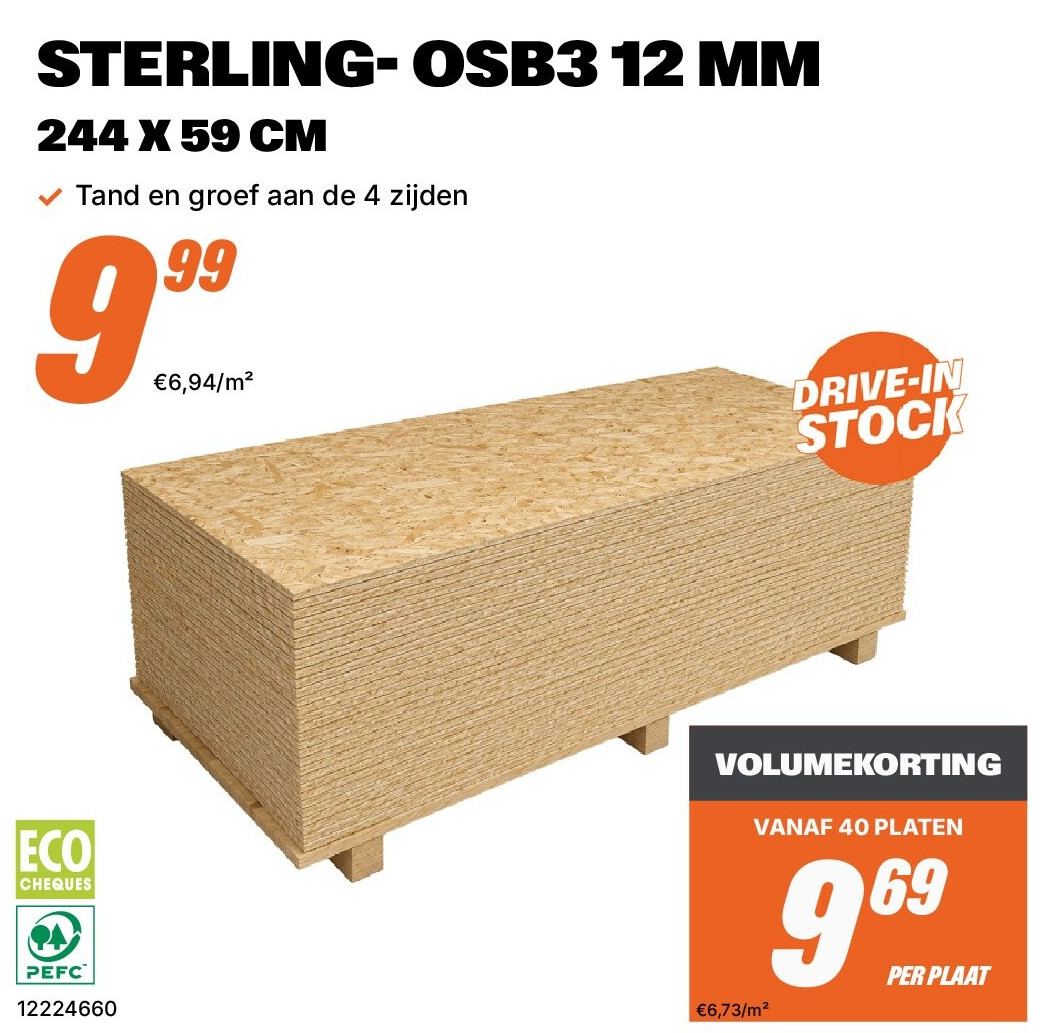 STERLING- OSB3 12 MM 244 X 59 CM