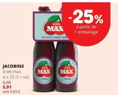 JACOBINS kriek max 4 x 25 cl + vid.