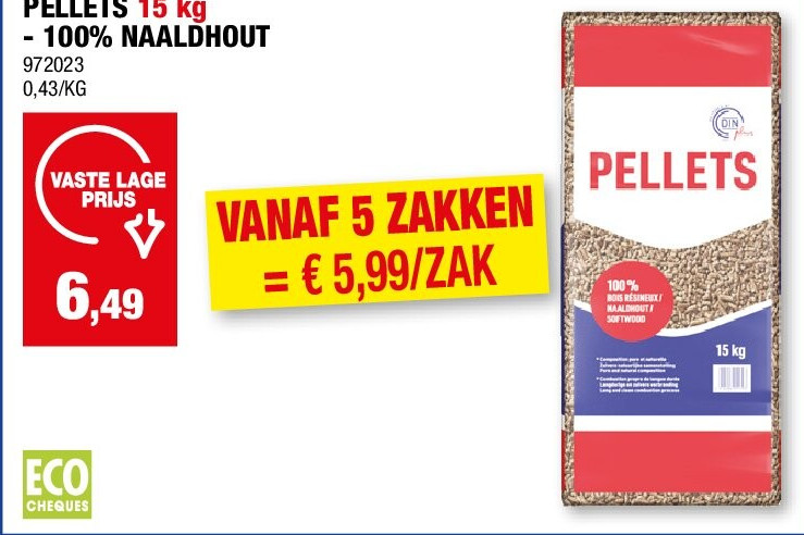 PELLETS 15 kg - 100% NAALDHOUT