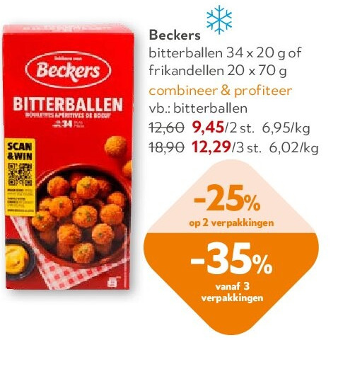 Beckers bitterballen 34 x 20 g