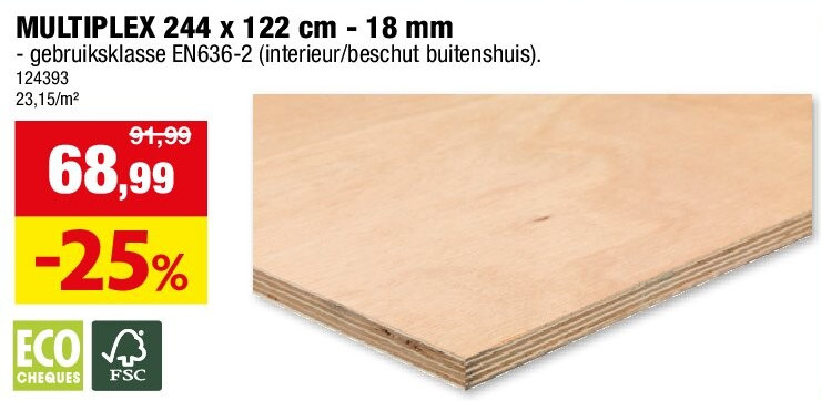 MULTIPLEX 244 x 122 cm - 18 mm