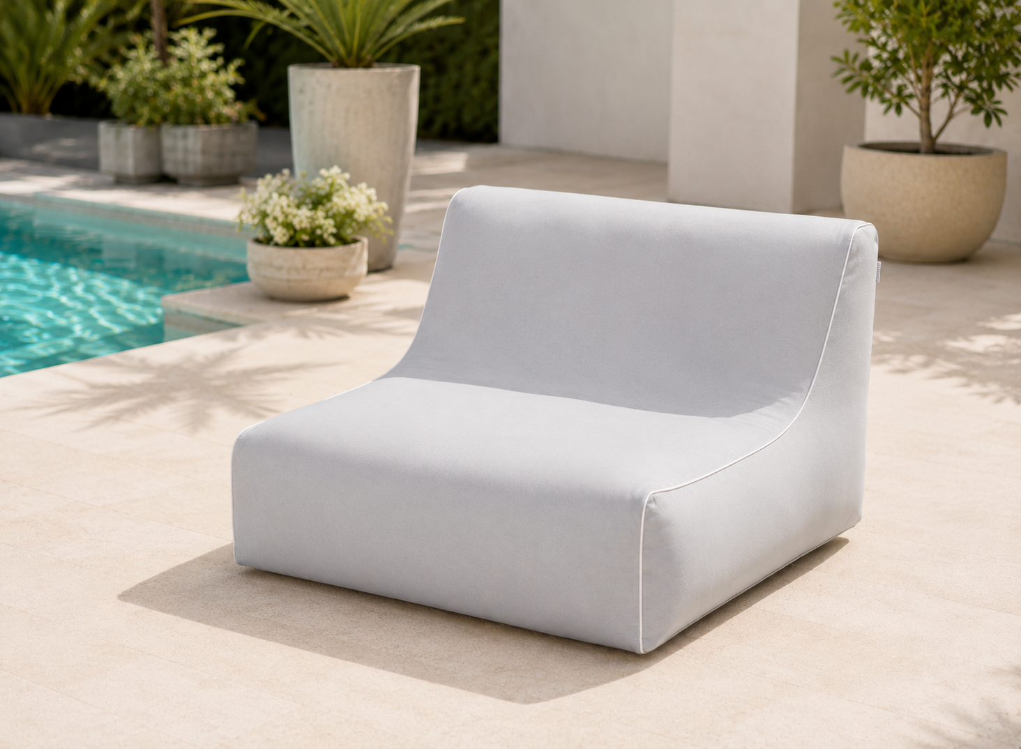 2lif Opblaasbare Loungestoel - Zitzak - 70 x 90 x 70 cm - Lichtgrijs