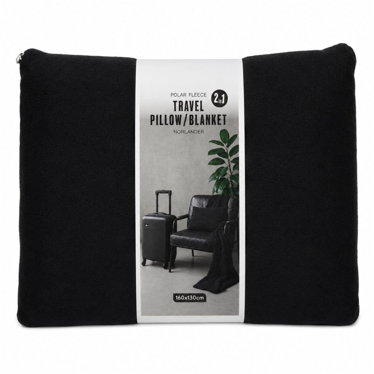 Norlander 2-in-1 Reis Kussen of Deken - 2in1 - Zwart - Travel Pillow - Blanket