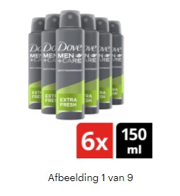 Dove Men+Care Extra Fresh Deodorant - 6 x 150 ml - Voordeelverpakking