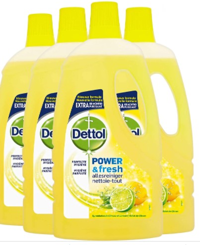 Dettol Power en Fresh Allesreiniger Citroen en Limoen 4 x 1 Liter Grootverpakking