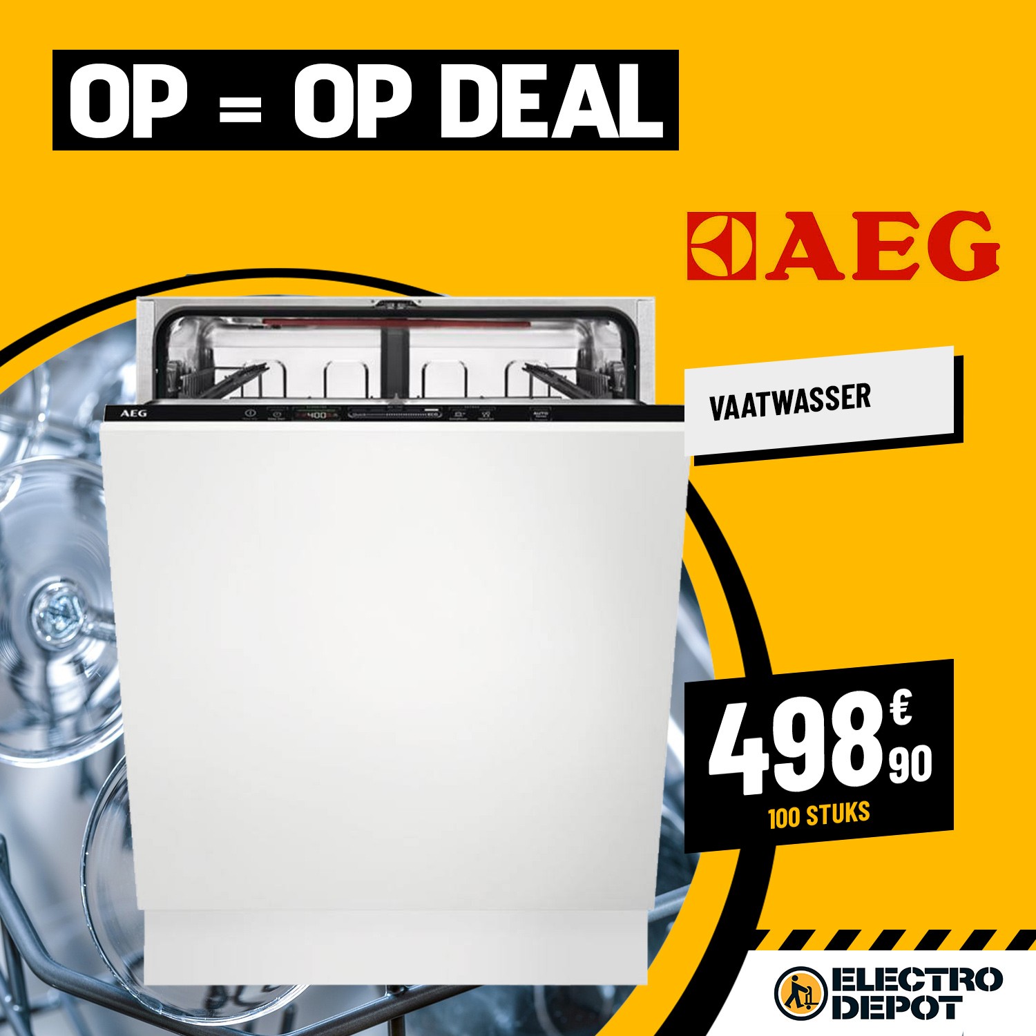 Inbouwvaatwasser voor 13 besteken - 44 dB - Klasse D