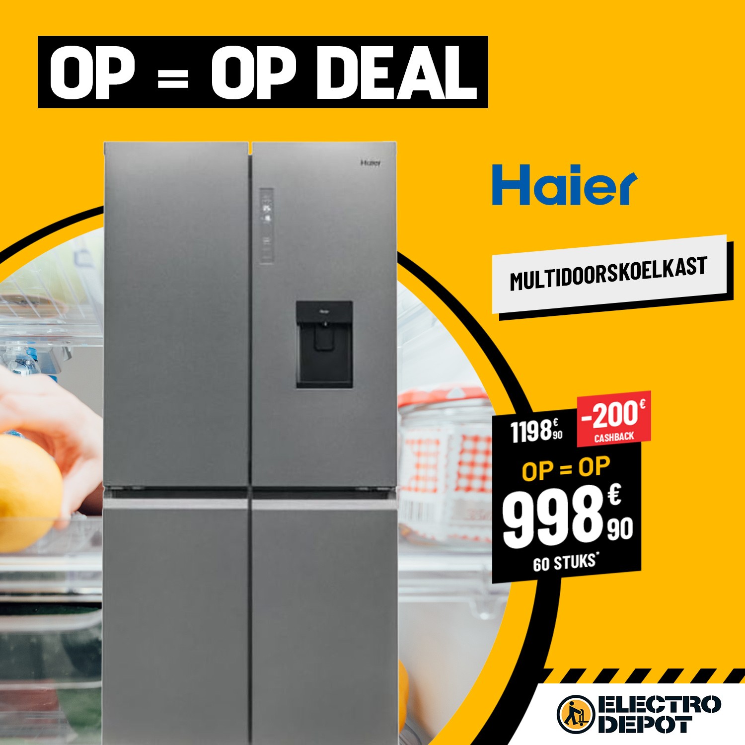 Multidoorskoelkast met 200€ Cashback (343l koelkast en 146l diepvriezer) - Klasse F