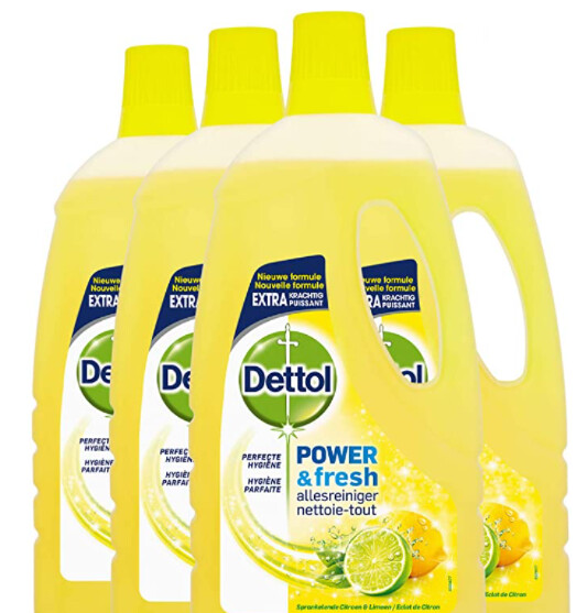 Dettol Power en Fresh Allesreiniger Citroen en Limoen 4 x 1 Liter Grootverpakking