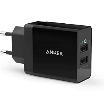 Anker 24W 2-poorts USB-oplader met PowerIQ-technologie voor iPhone, iPad, Samsung Galaxy, Nexus, HTC, Motorola, LG en nog veel meer (zwart)