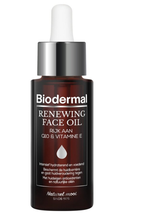 Biodermal Renewing Face Oil – Gezichtsolie met krachtige huideigen antioxidanten Q10 - Perfect te mengen met dagcreme - 30ml
