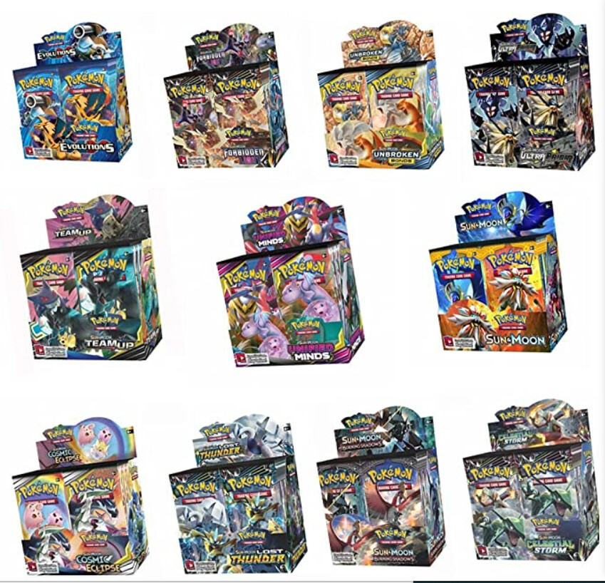 360 stuks pokemon kaarten booster box, Pokemon Sun? Maan, Duisternis Ablaze, Evoluties, Unbroken, Unified Minds, Vivid, Battle Styles Booster Box (Engelse Reproductie versie) (Strijd Styles)