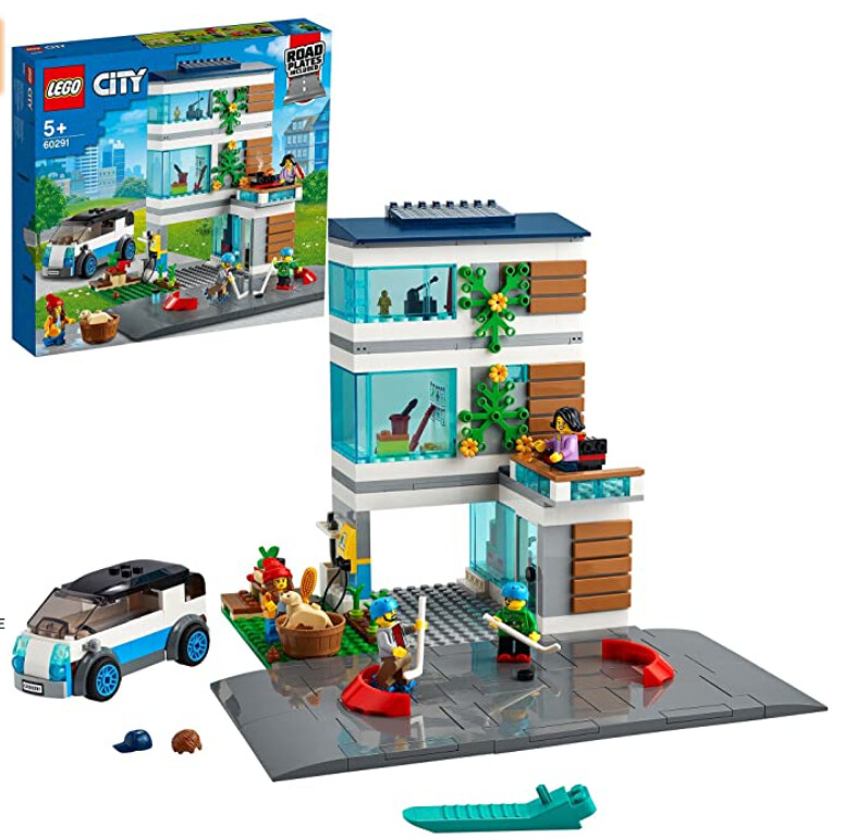 LEGO 60291 City Familiehuis, Modern Poppenhuis Bouwset met Poppetjes, Speelgoed voor Kinderen van 5 Jaar en Ouder