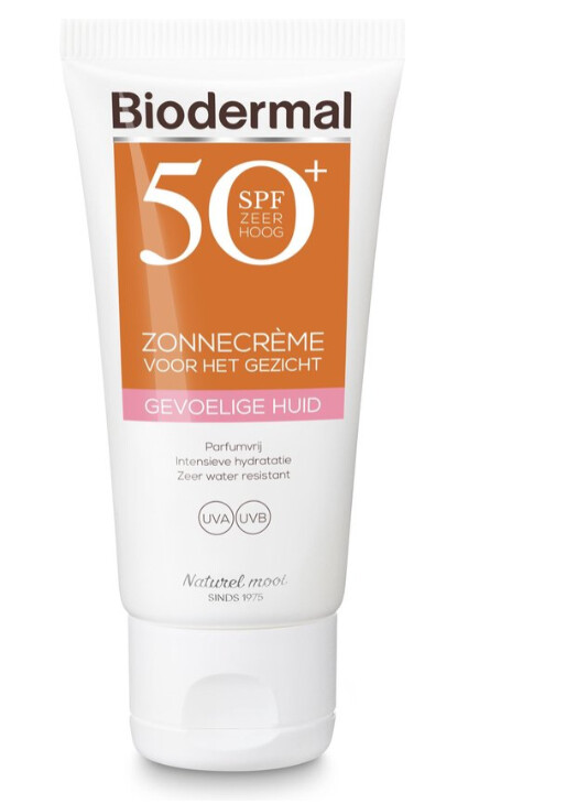 Biodermal Zonnebrand voor de Gevoelige huid - SPF 50 - 50ml - Zonnebrand voor het gezicht