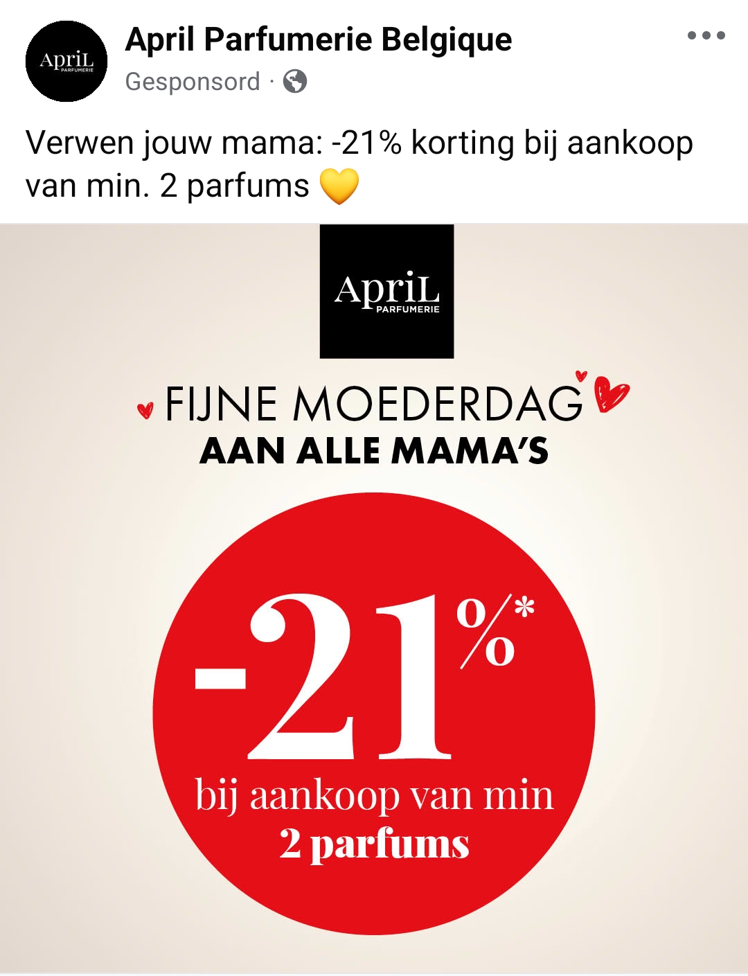 Parfums met 21% korting bij april-beauty
