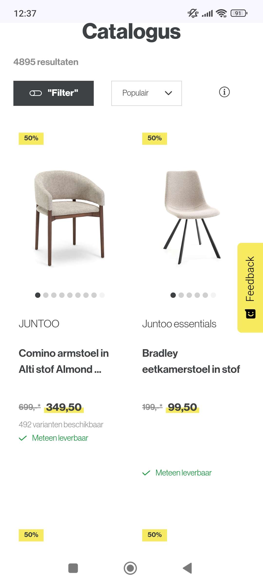 50% korting op meubelen bij juntoo