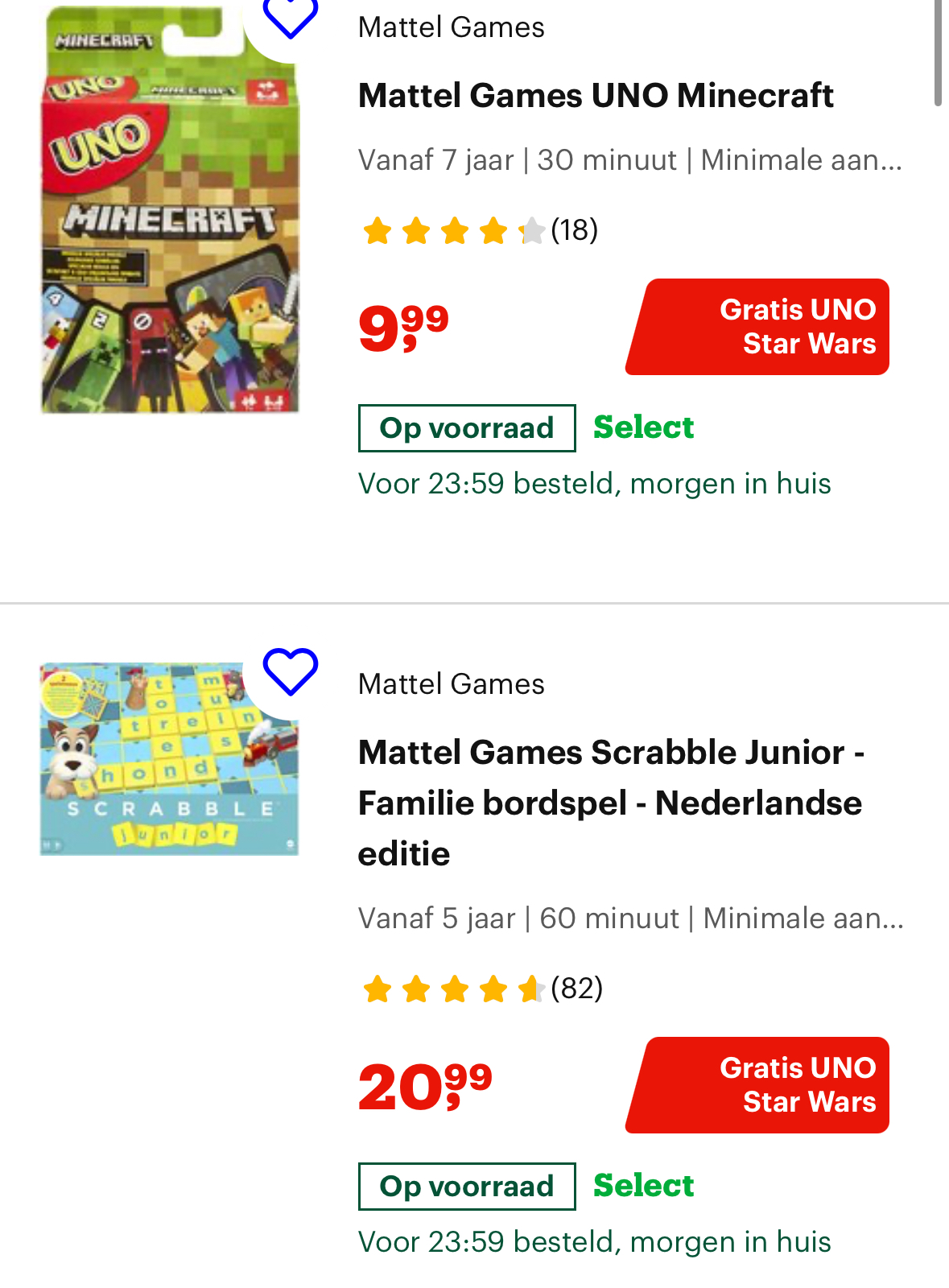 Gratis UNO Star Wars t.w.v. €9,99