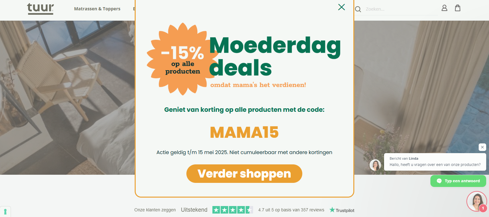 15% korting bij Tuur Sleep
