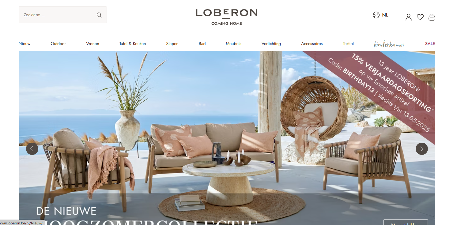 15% korting op 1 artikel bij Loberon