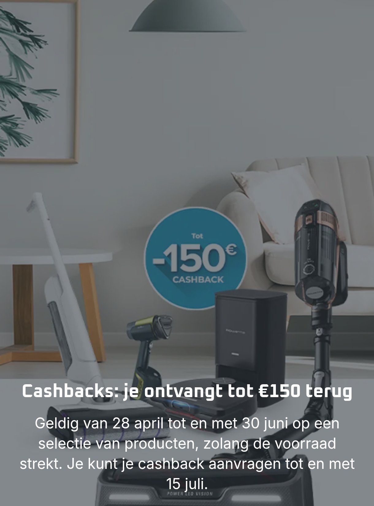 Tot 150€ cashback bij Rowenta