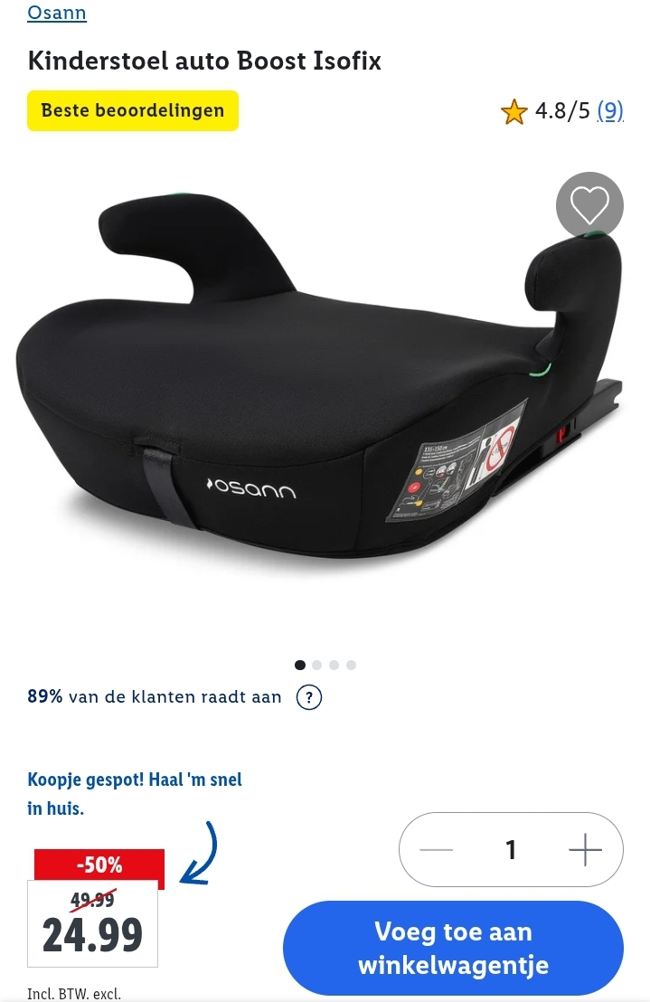 Osann kinderstoel auto -50% bij Lidl
