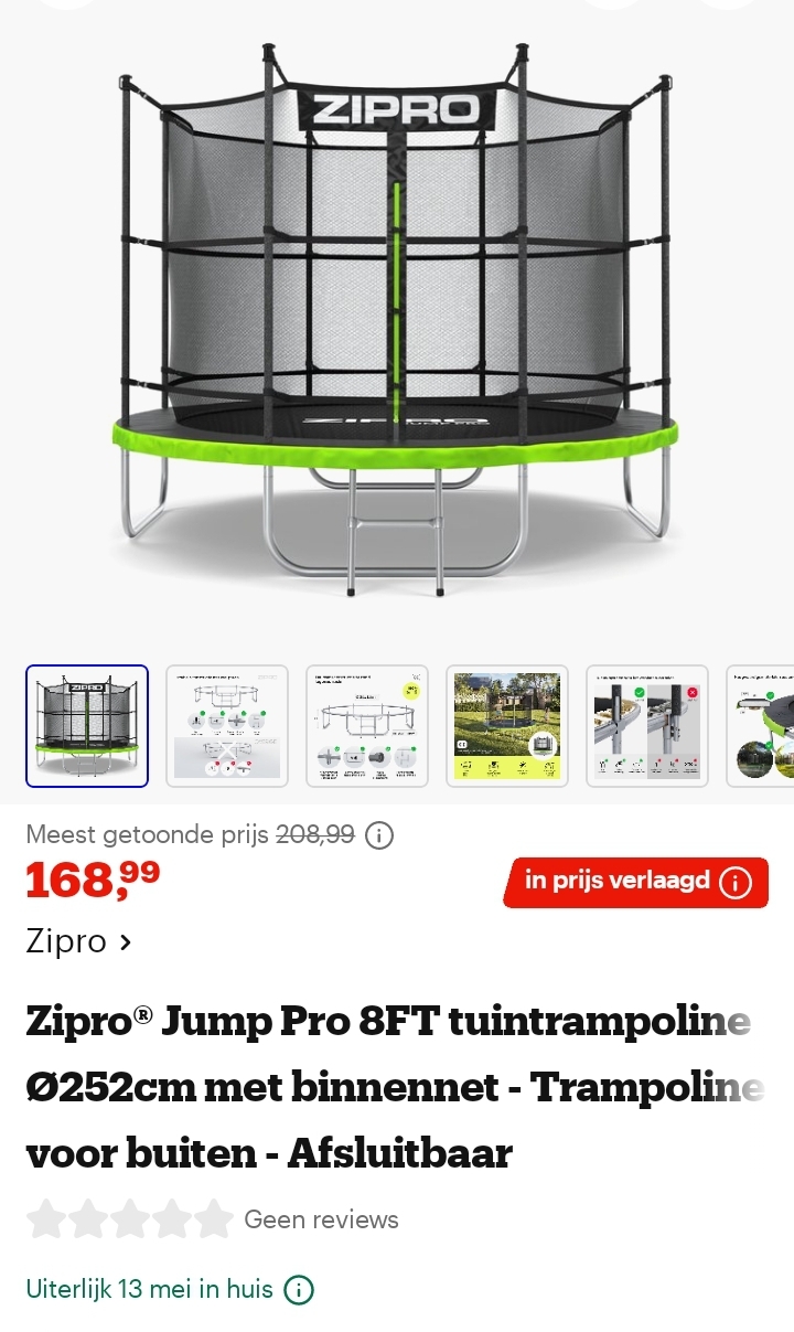 Zipro® Jump Pro 8FT trampoline Ø252cm met binnennet