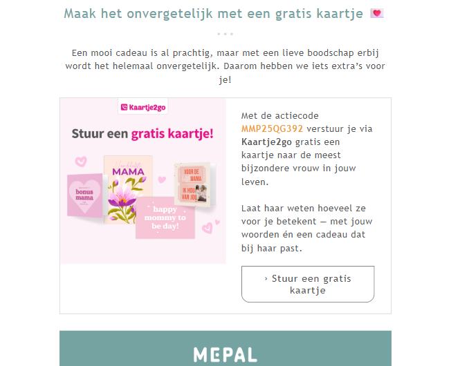 Gratis moederdagkaartje dankzij Mepal