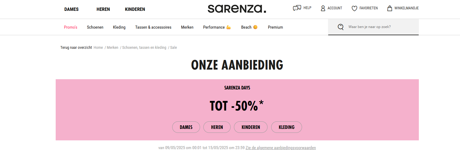 Sarenza days: tot -50% korting