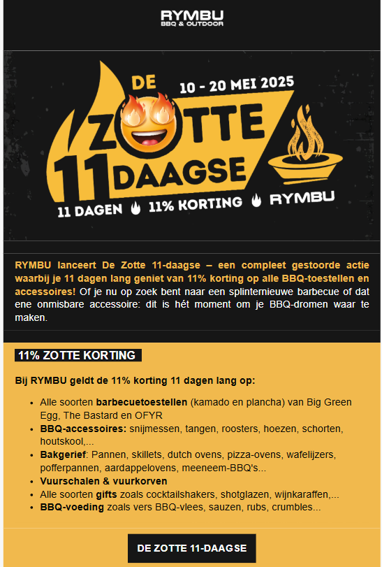 -11% bij RYMBU op alle BBQ's en accessoires 🔥