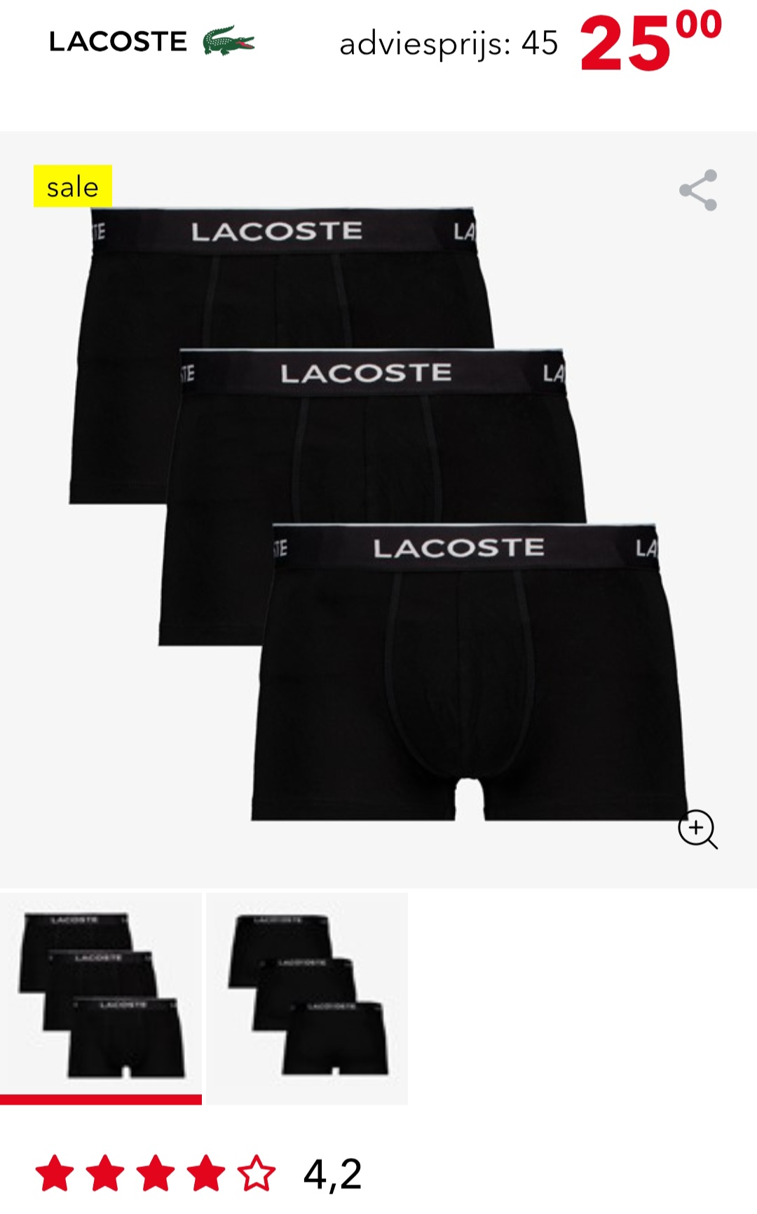 Lacoste heren boxers 3-pack bij scapino.nl