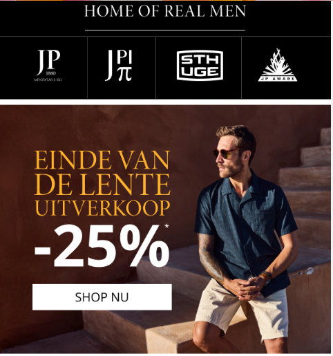 Ulla popken: 25% korting op een selectie herencollectie