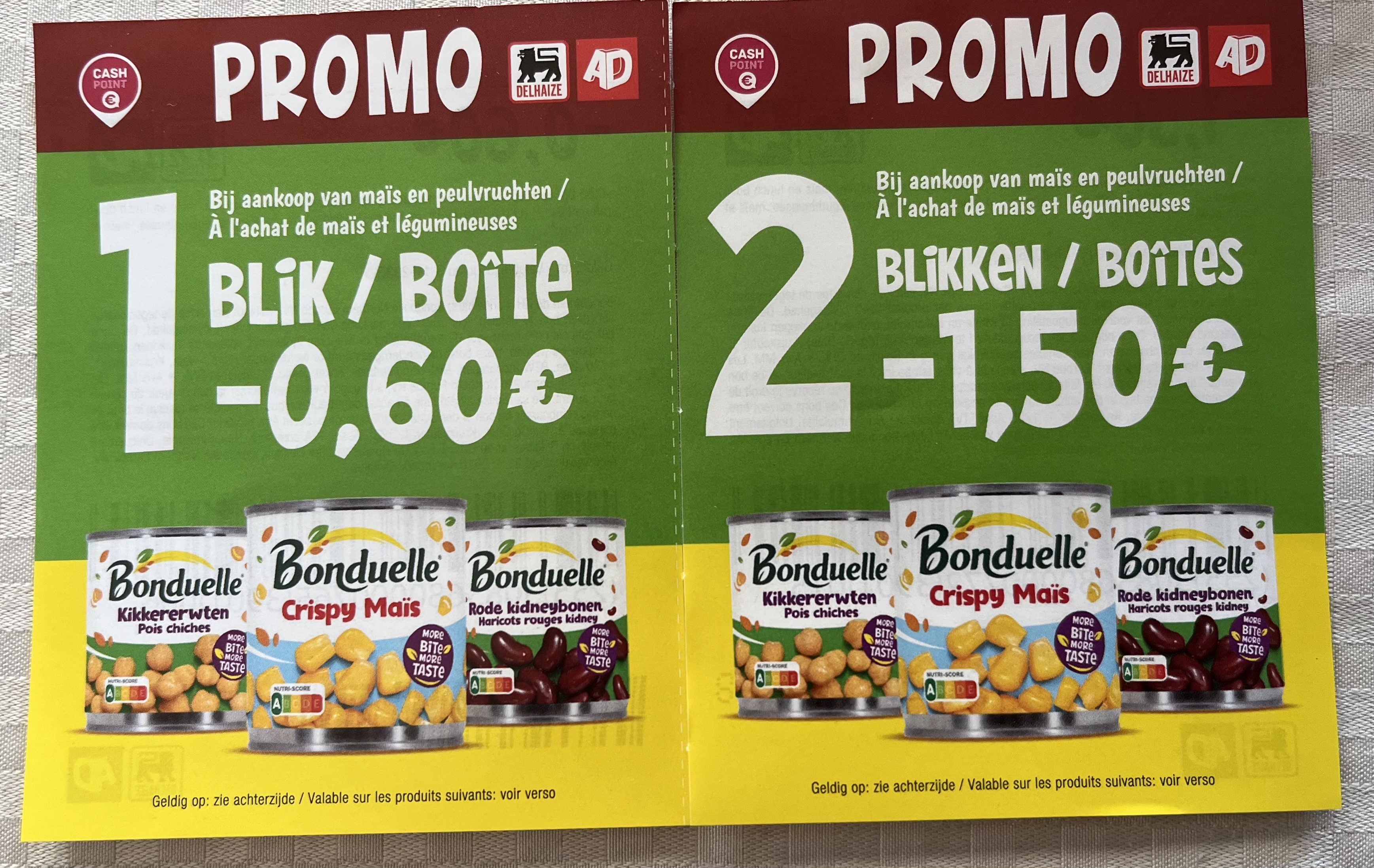 Bonnetjes aan rek bij Bonduelle producten