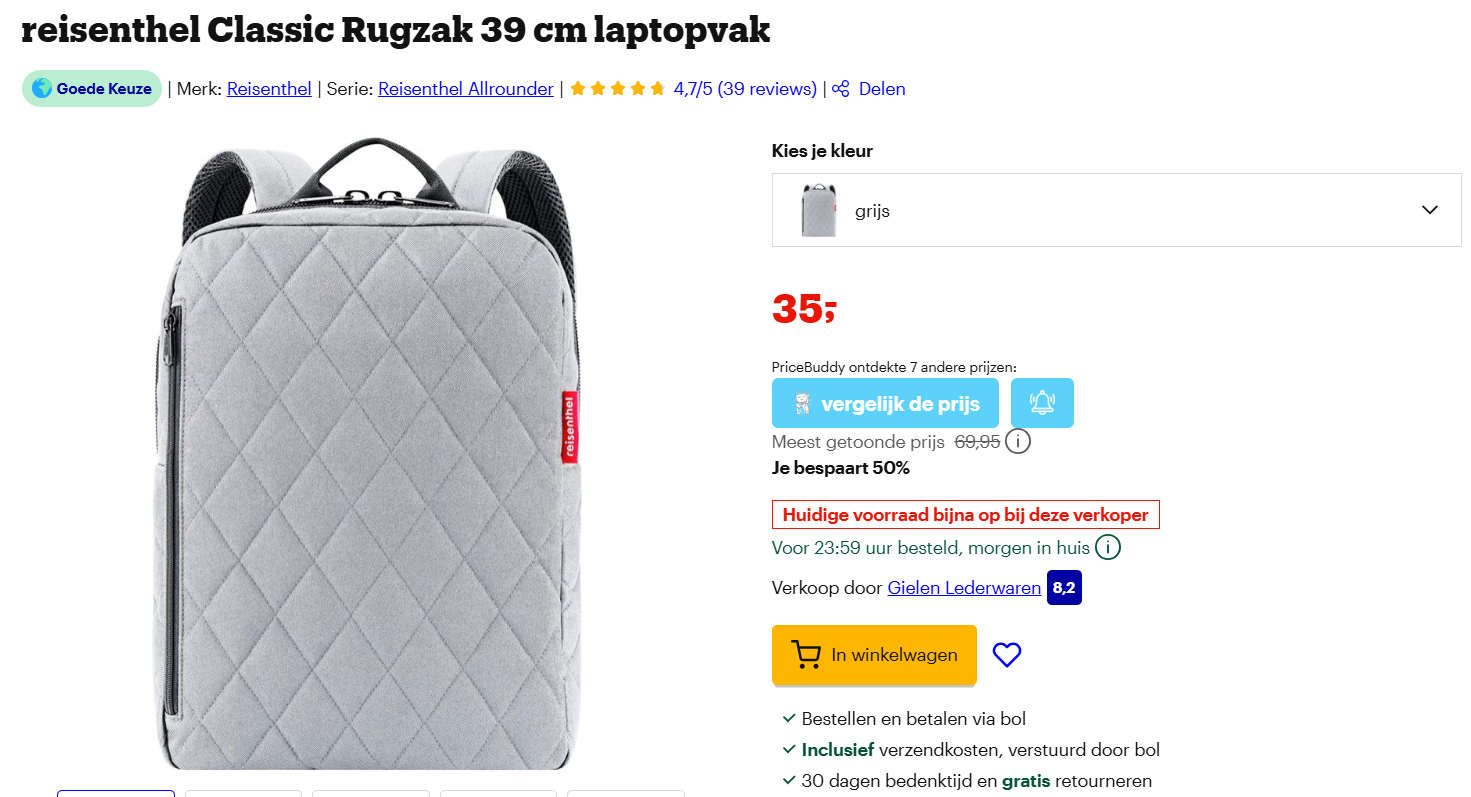 Tot -50% op Reisenthel rugzak met laptopvak
