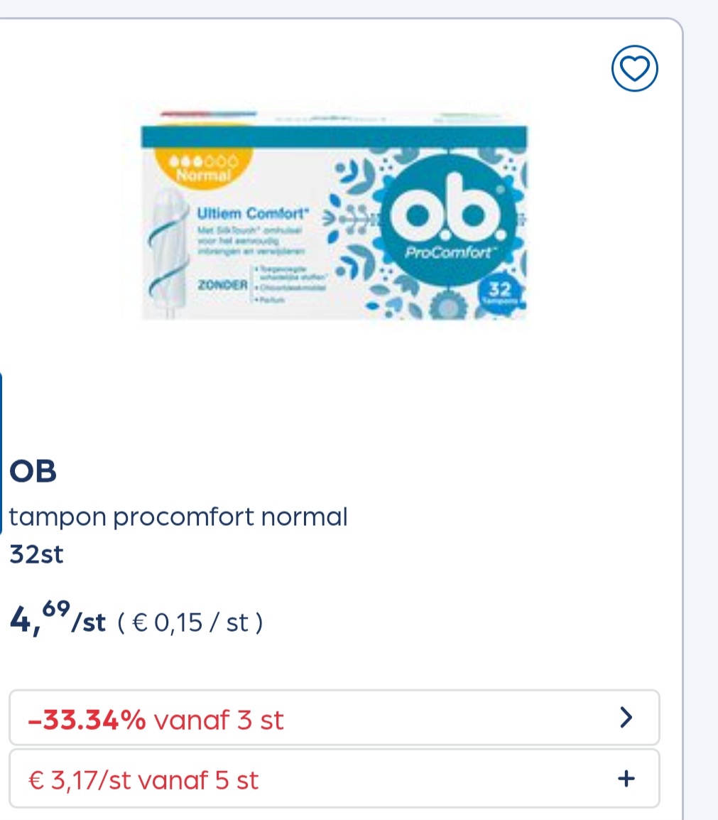 Ob's, carefree en vania -33,34% extra