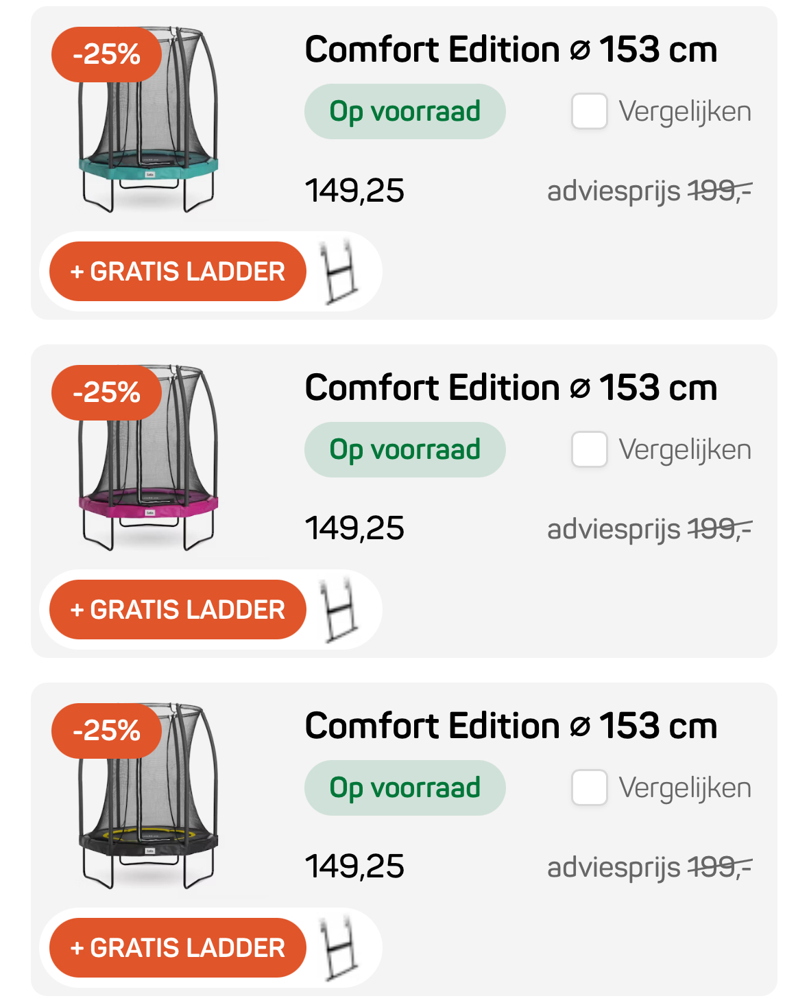 Trampolines en voetbaldoelen