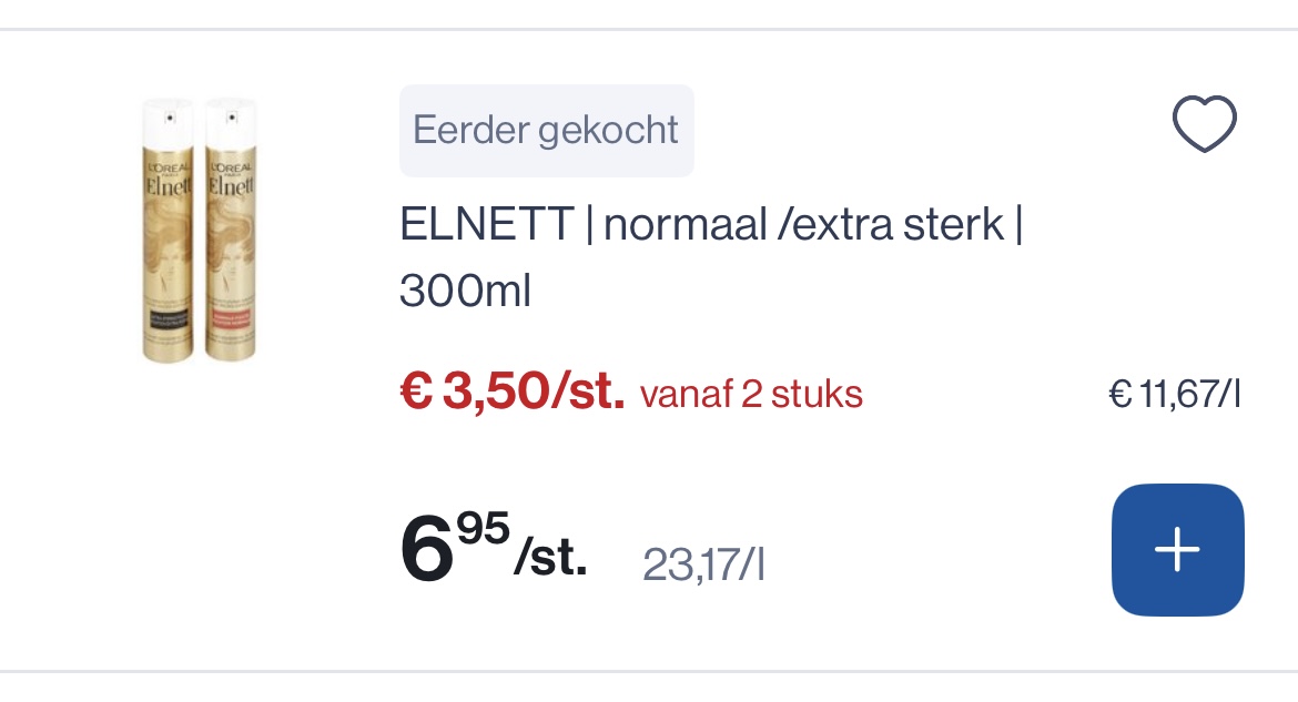 Elnett haarlak veel goedkoper