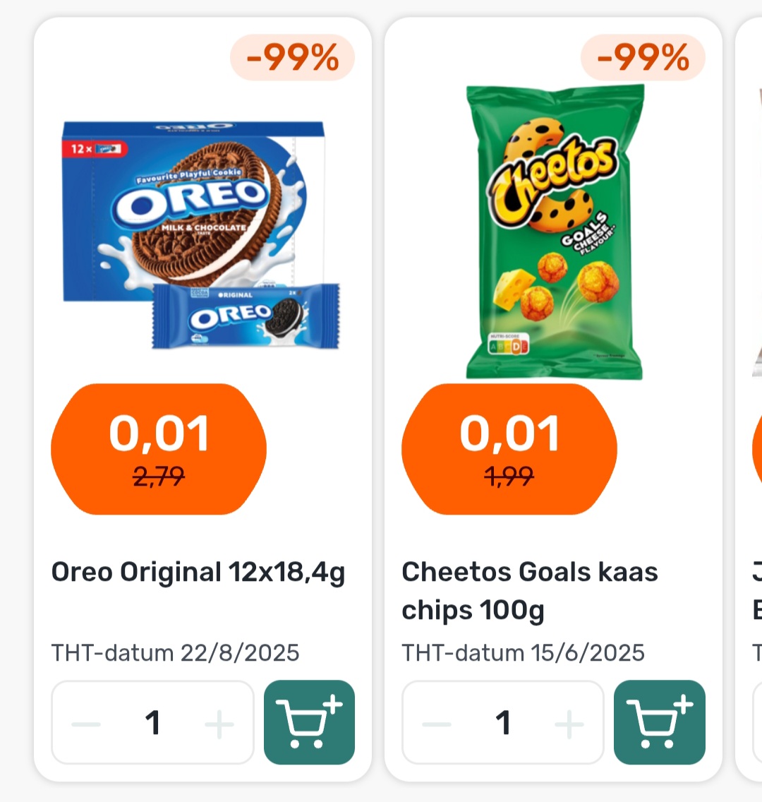 Verschillende etenswaren aan €0,01😱