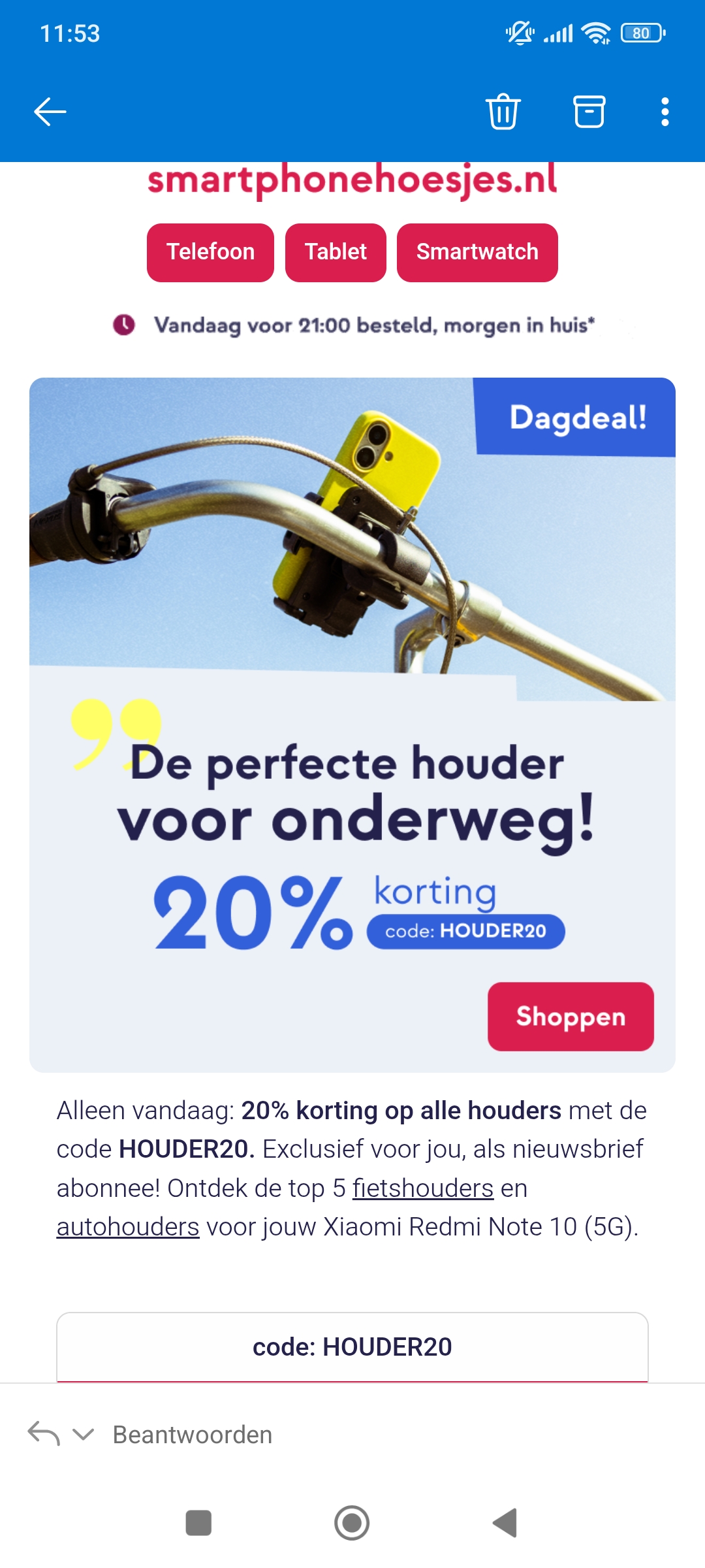 smartphonehoesjes: - 20% op houders