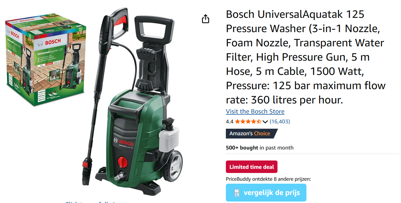 Bosch UniversalAquatak 125 hogedrukreiniger -46% bij Amazon DE