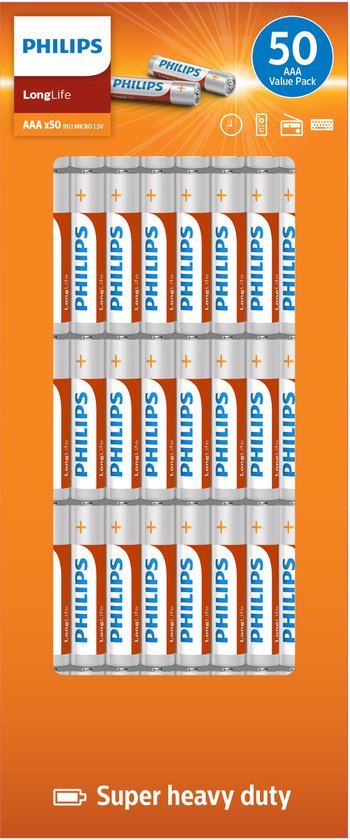 Philips Longlife - AAA Batterijen - 50 stuks