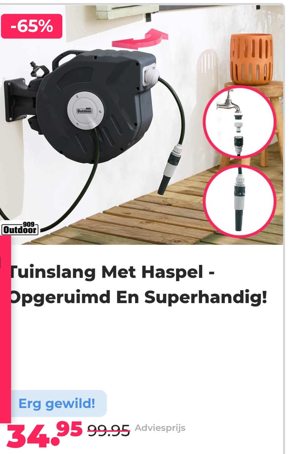 Tuinslang met haspel -65% bij voordeelvanger.nl