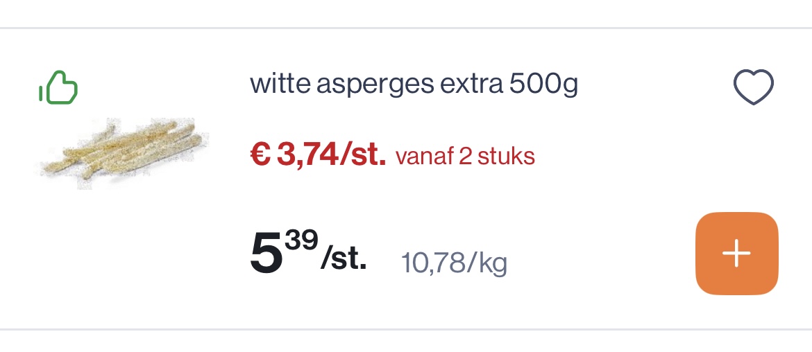 Witte asperges extra 500 gram reactie Aldi