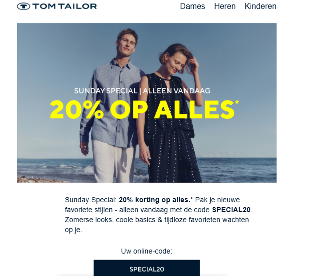 Tom Tailor: 20% korting